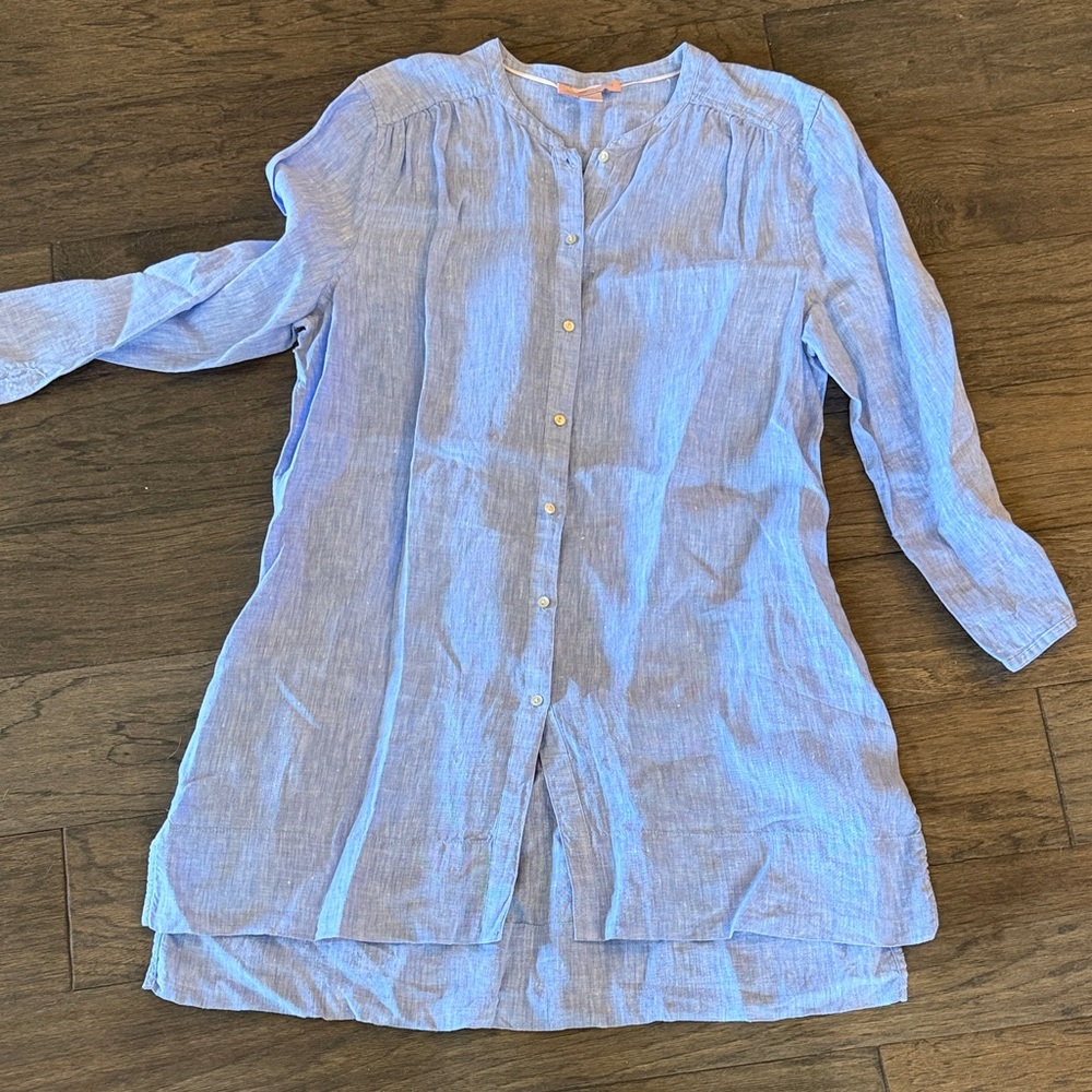 Sigrid Olsen Light Blue Button-Up Tunic